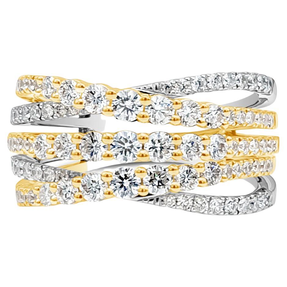 Roman Malakov 1,32 carati di diamanti rotondi brillanti a cinque file di anelli galaxy