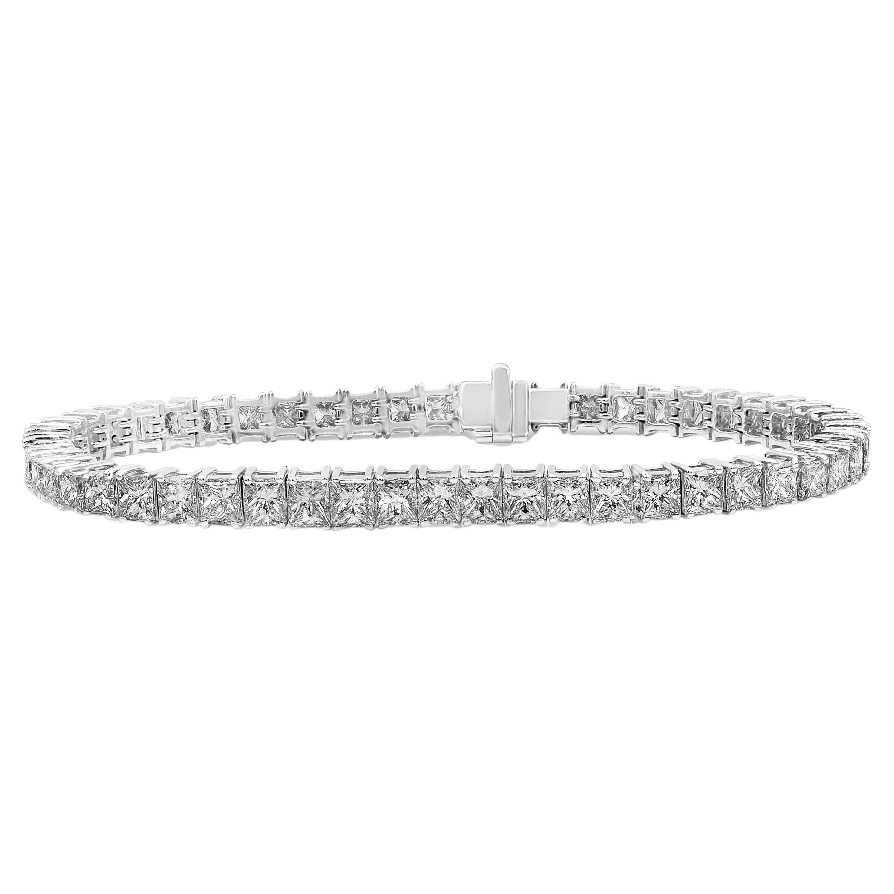 Roman Malakov 13.21 Carats Total Princess Cut Diamond Classic Tennis Bracelet  For Sale