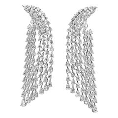 Roman Malakov 13.29 Carat Pear Shape Diamond Waterfall Drop Earrings