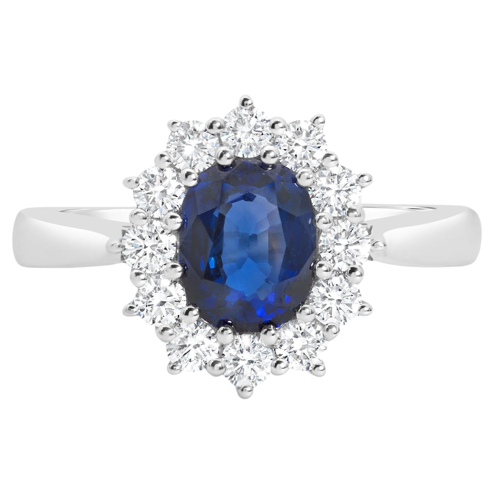 Roman Malakov 1,34 Karat Saphir & Diamant Halo Princesse Diana Verlobungsring