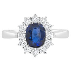 Roman Malakov 1,34 Karat Saphir & Diamant Halo Princesse Diana Verlobungsring