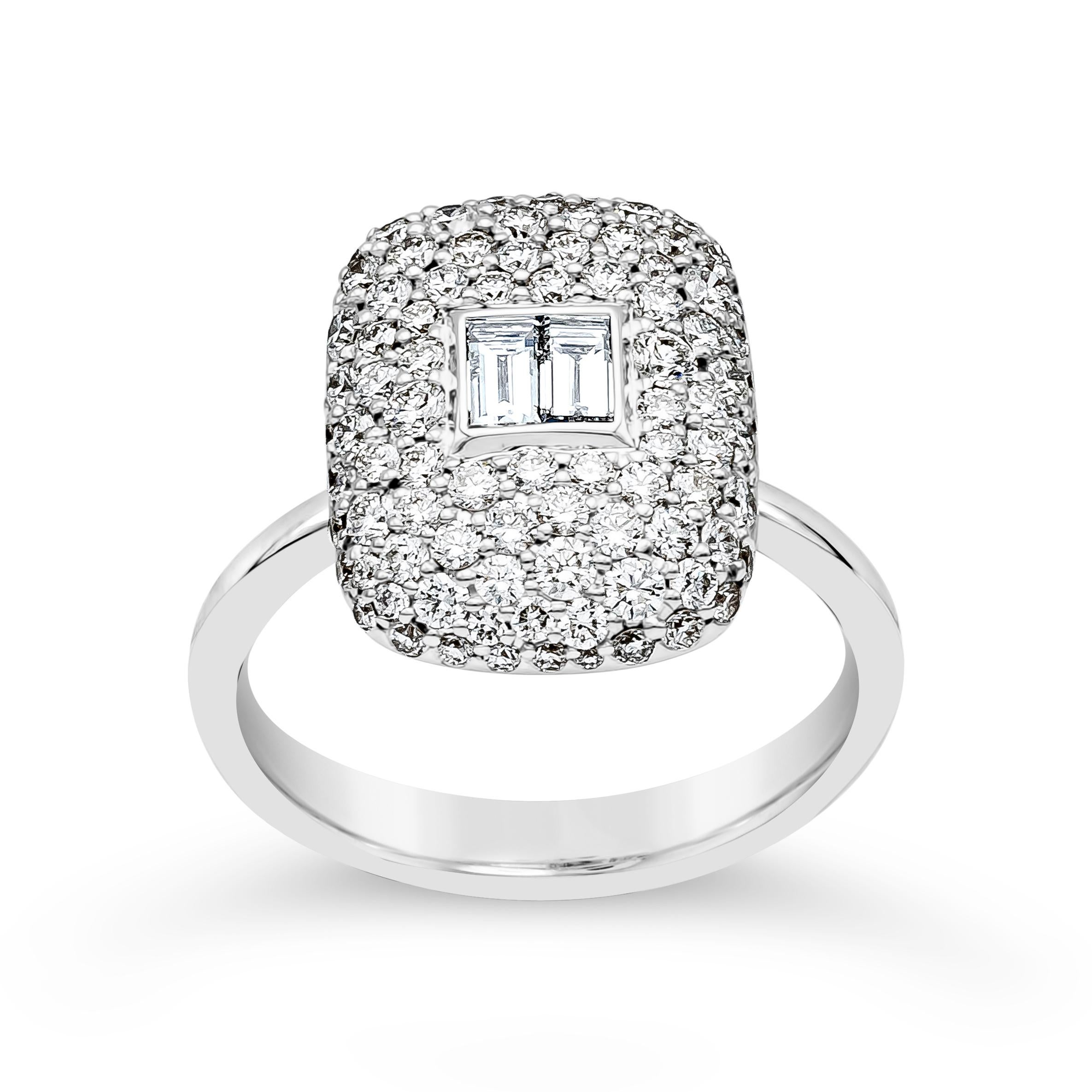 Contemporary Roman Malakov 1.33 Carat Total Mixed Cut Diamond Fashion Ring For Sale