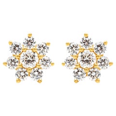 Roman Malakov 1.35 Karat Total Brillant Rundschliff Diamant Blumen Ohrstecker