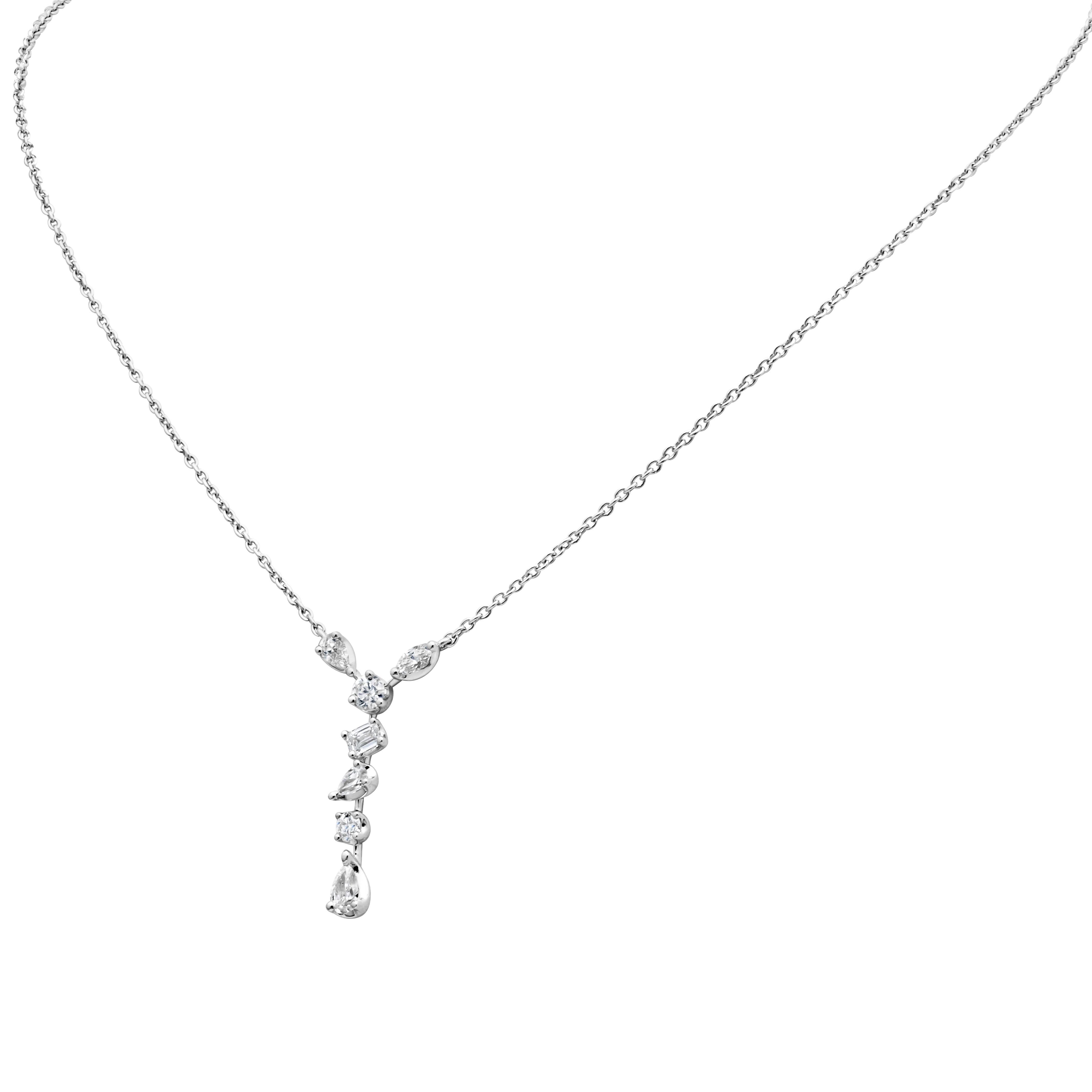 Roman Malakov 1,35 Karat insgesamt Multi-förmiger Diamant-Tropfen-Anhänger-Halskette (Zeitgenössisch) im Angebot