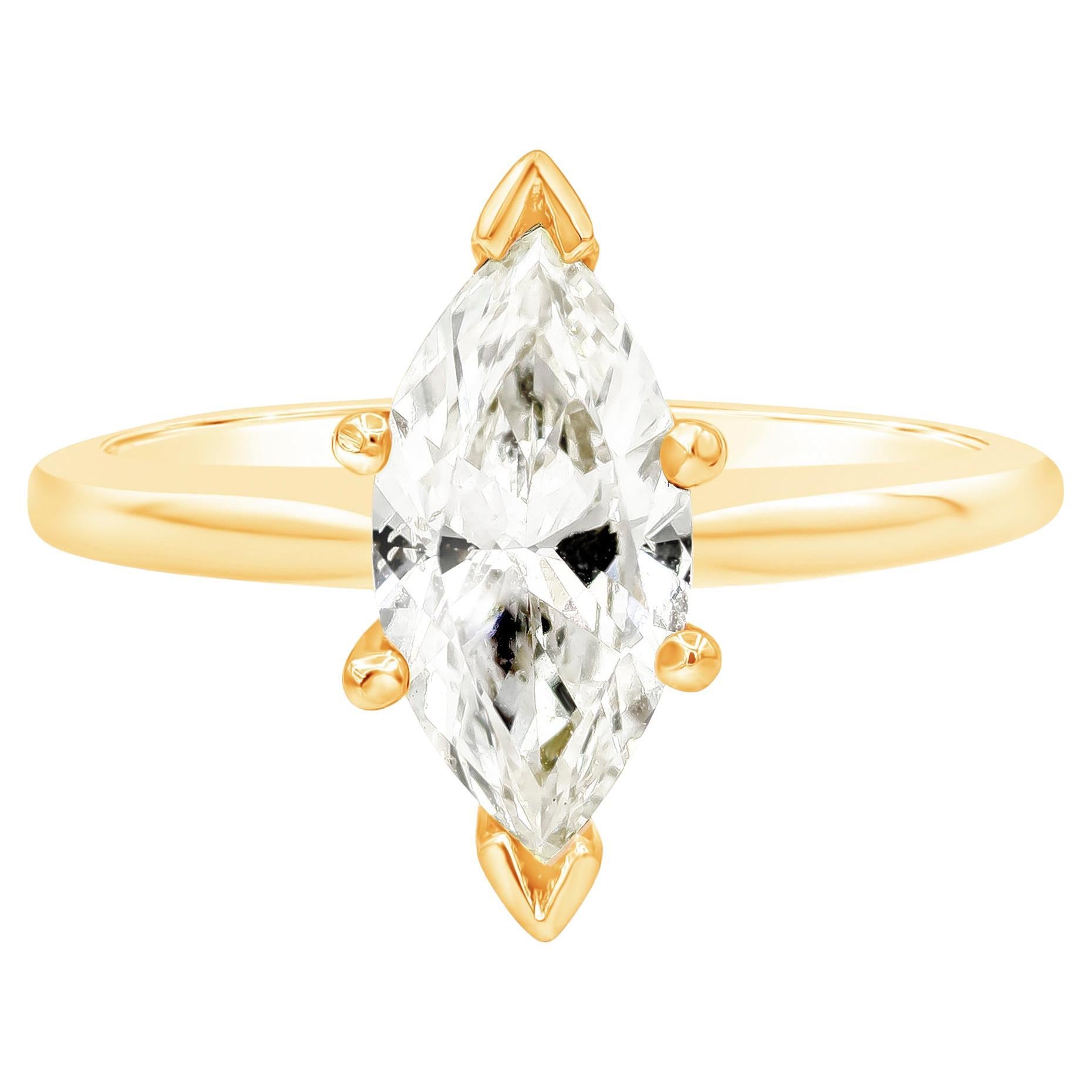 Roman Malakov 1.36 Carats Total Marquise Cut Diamond Solitaire Engagement Ring For Sale