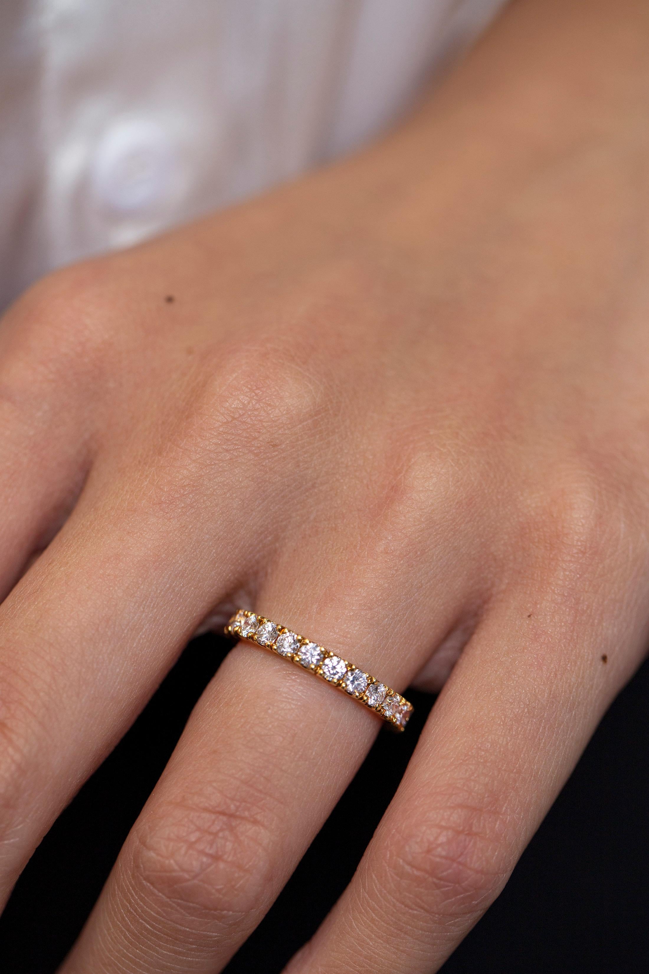 Contemporary Roman Malakov 1.37 Carat Total Round Diamond Eternity Wedding Band Ring For Sale