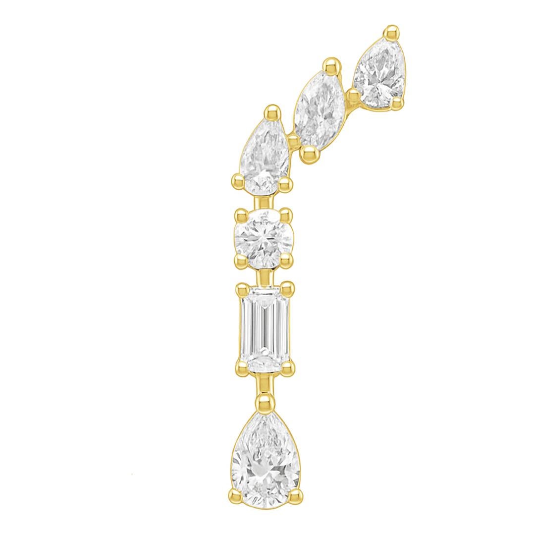 Contemporain Roman Malakov Diamonds Boucles d'oreilles pendantes en or jaune avec diamants mixtes de 1,38 carats au total en vente