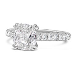 Roman Malakov 1.39 Carats Cushion Cut Diamond Pavé Engagement Ring in White Gold