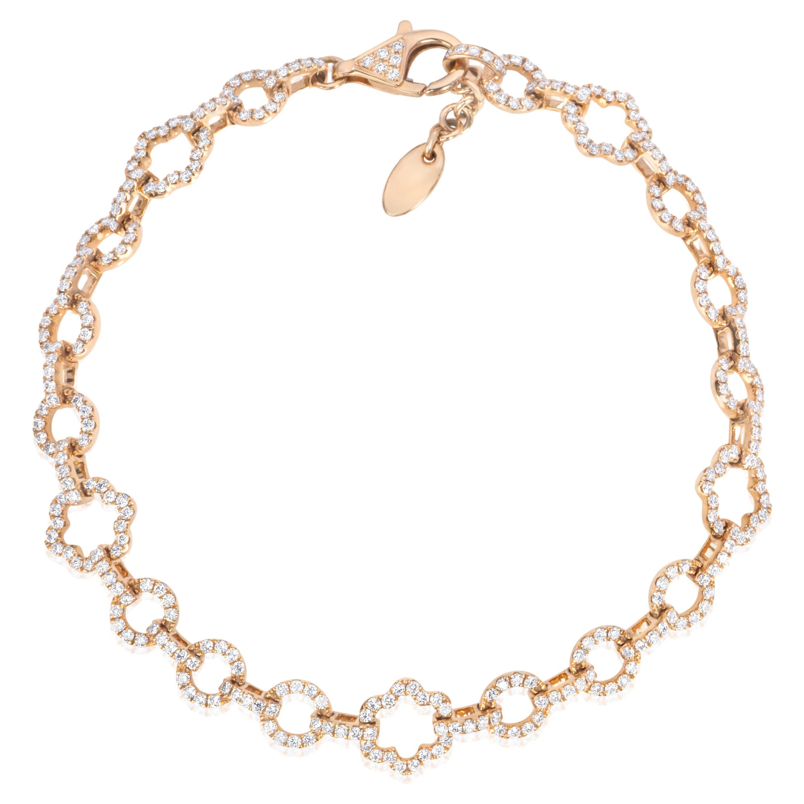 Roman Malakov 1.40 Carat Total Round Cut Diamond Fashion Bracelet in Rose Gold For Sale