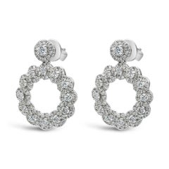 Roman Malakov 1.42 Carat Total Round Diamond Fashion Dangle Earrings