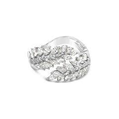 Roman Malakov 1.42 Carats Total Mixed-Cut Diamond Fashion Leaf Ring