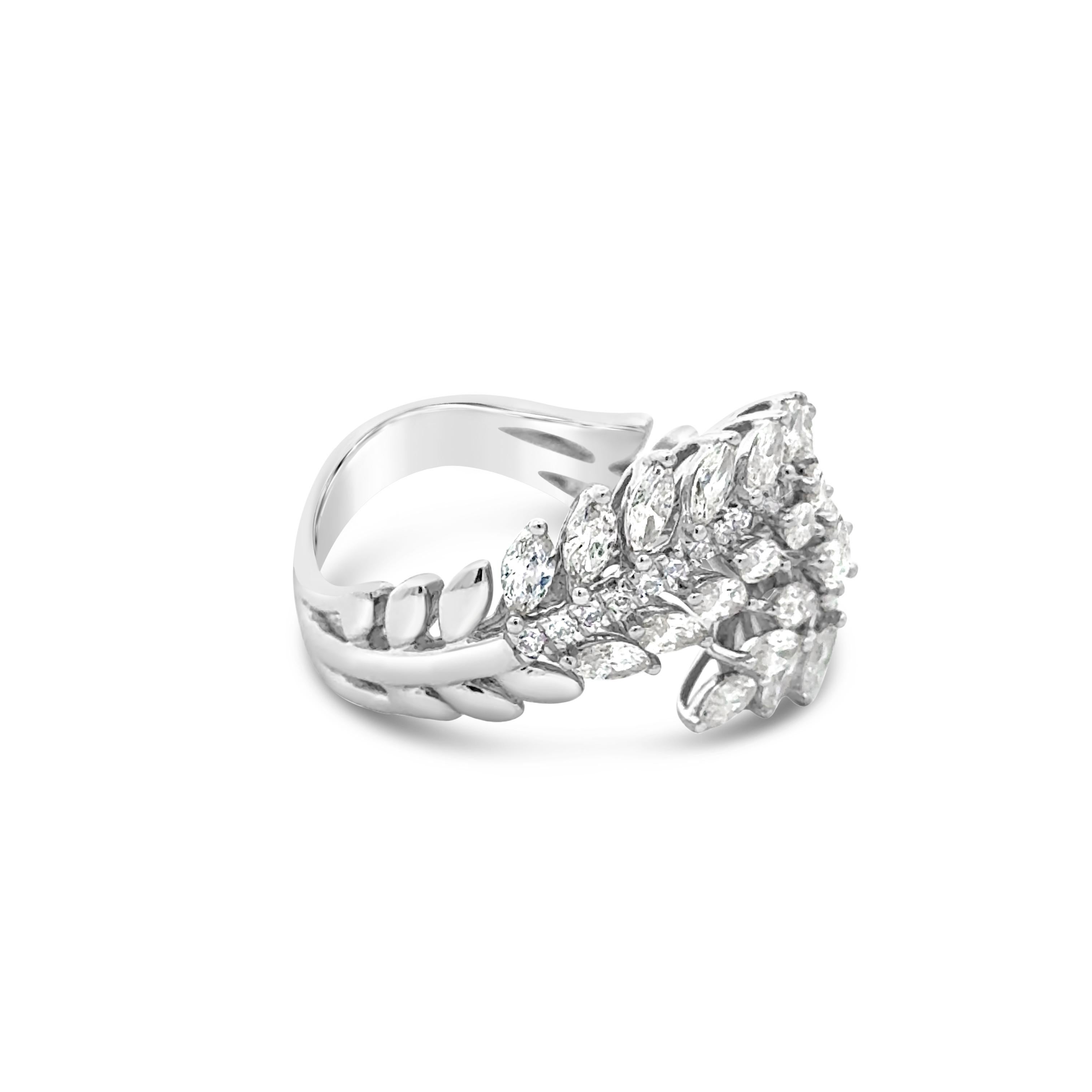 Marquise Cut Roman Malakov 1.42 Carats Total Mixed-Cut Diamond Fashion Ring