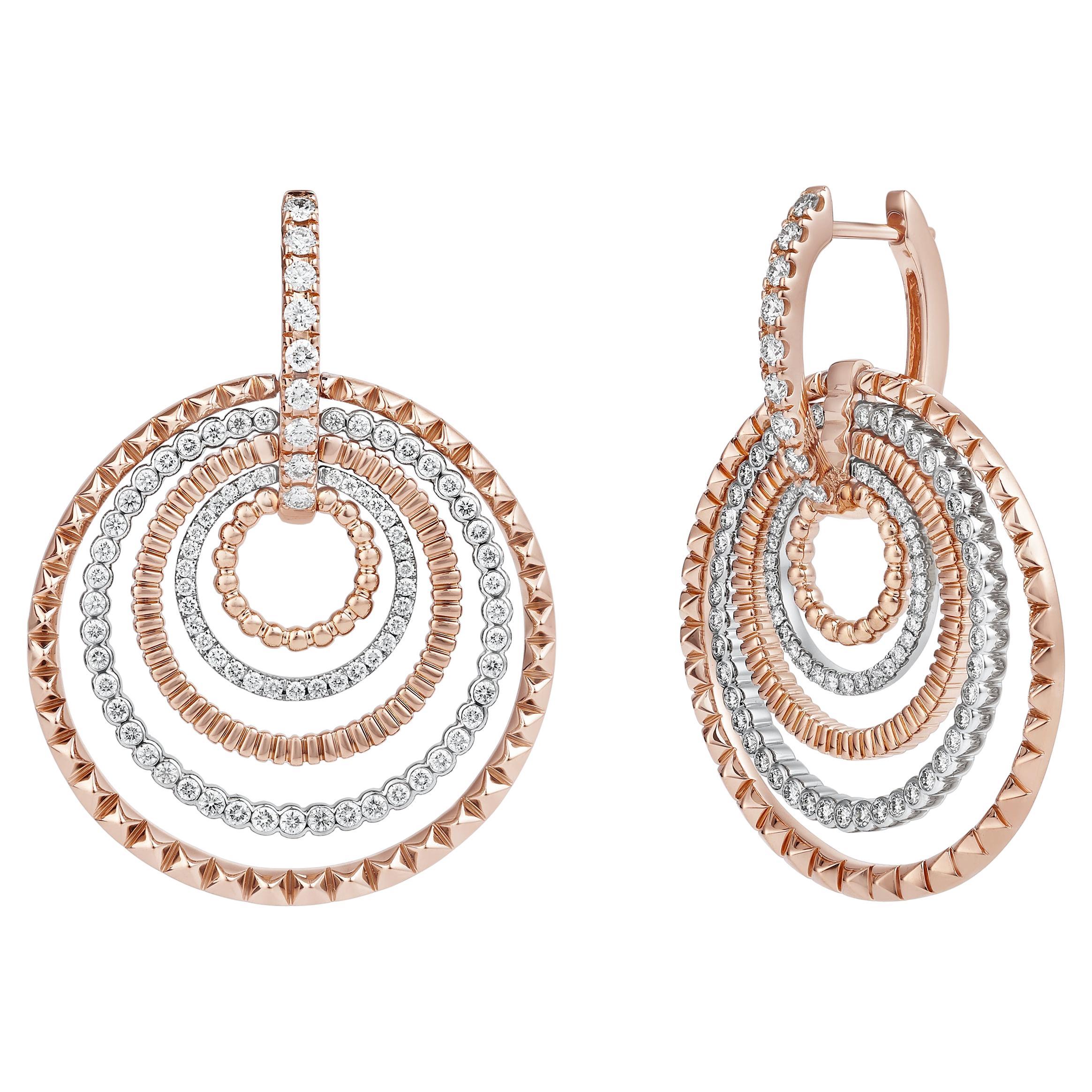 Roman Malakov Diamonds 1,42 carati totali di diamante taglio rotondo a cinque file di orecchini a cerchio