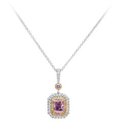 Roman Malakov, 1.43 Carat Total Fancy Color Pink Diamond Pendant Necklace
