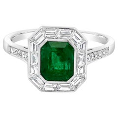 Roman Malakov 1,44 Karat Smaragdschliff kolumbianischer Smaragd & Diamant-Ehering