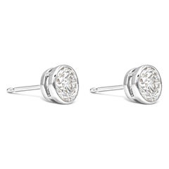 Roman Malakov 1.44 Carat Total Bezel-Set Round Brilliant Diamond Stud Earrings