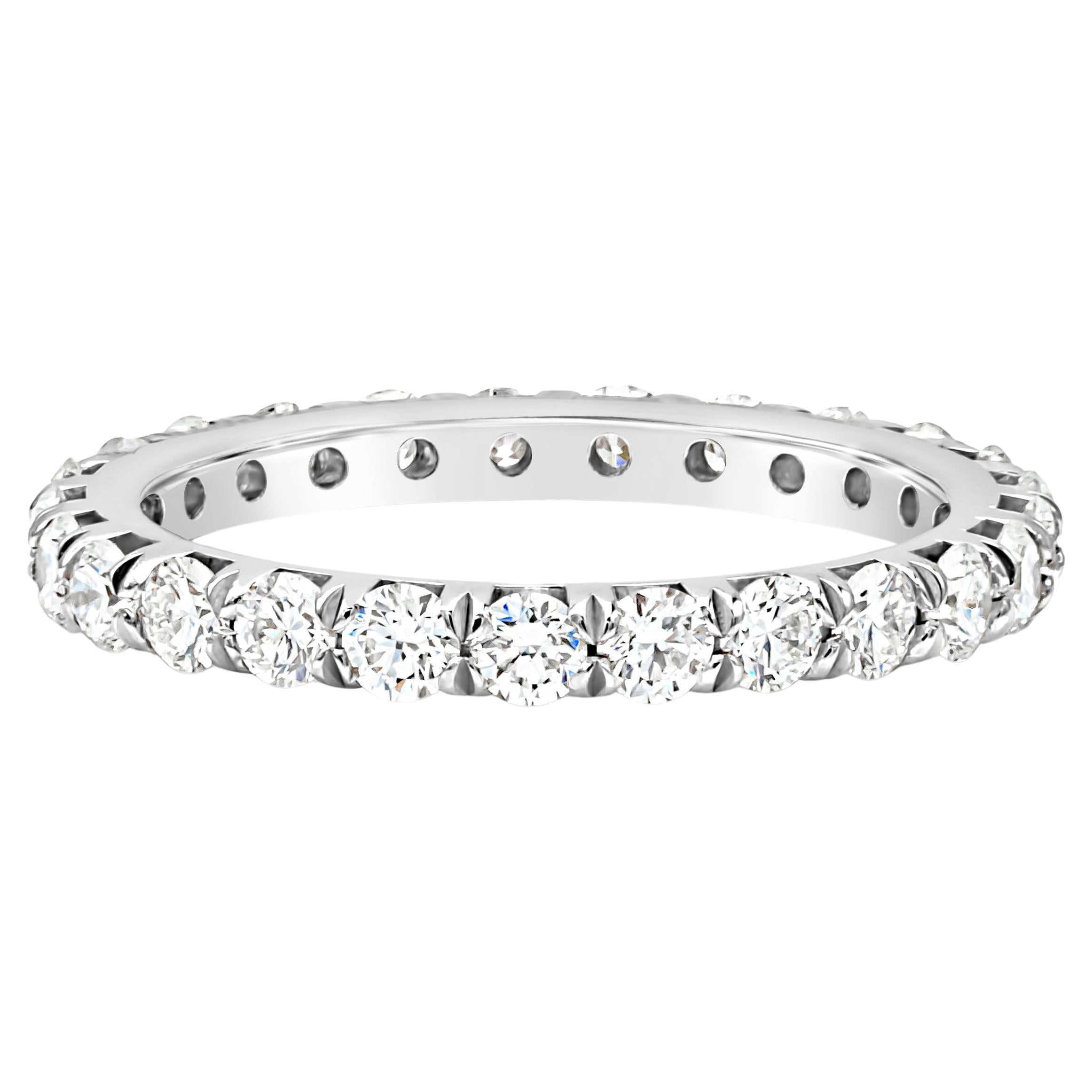 Roman Malakov 1.45 Carats Total Brilliant Round Diamond Eternity Wedding Band For Sale