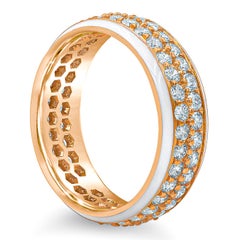 Roman Malakov 1.48 Carats Total Round Cut Diamond & White Enamel Wedding Band