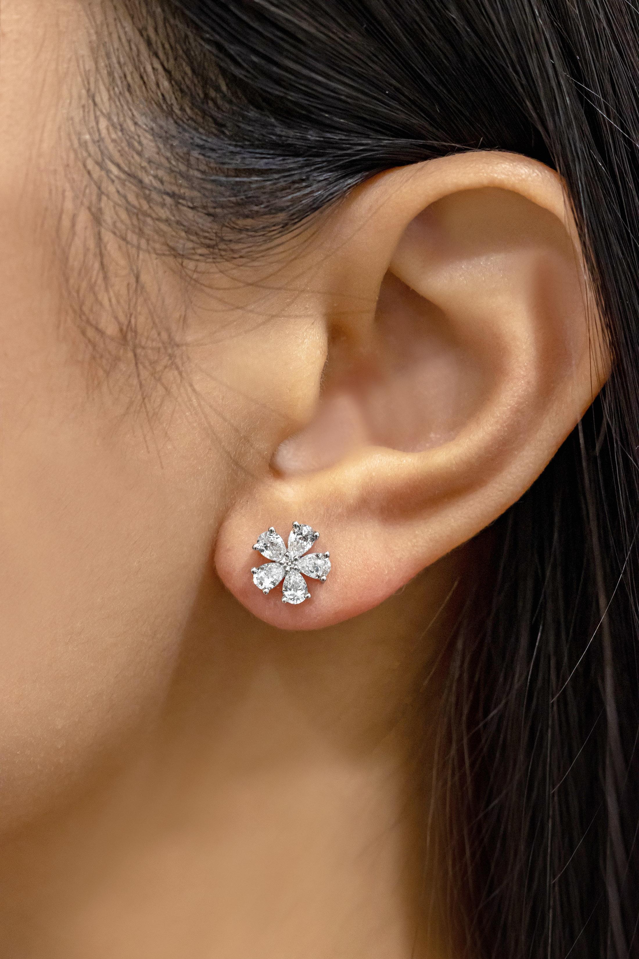 pear shaped diamond flower earrings