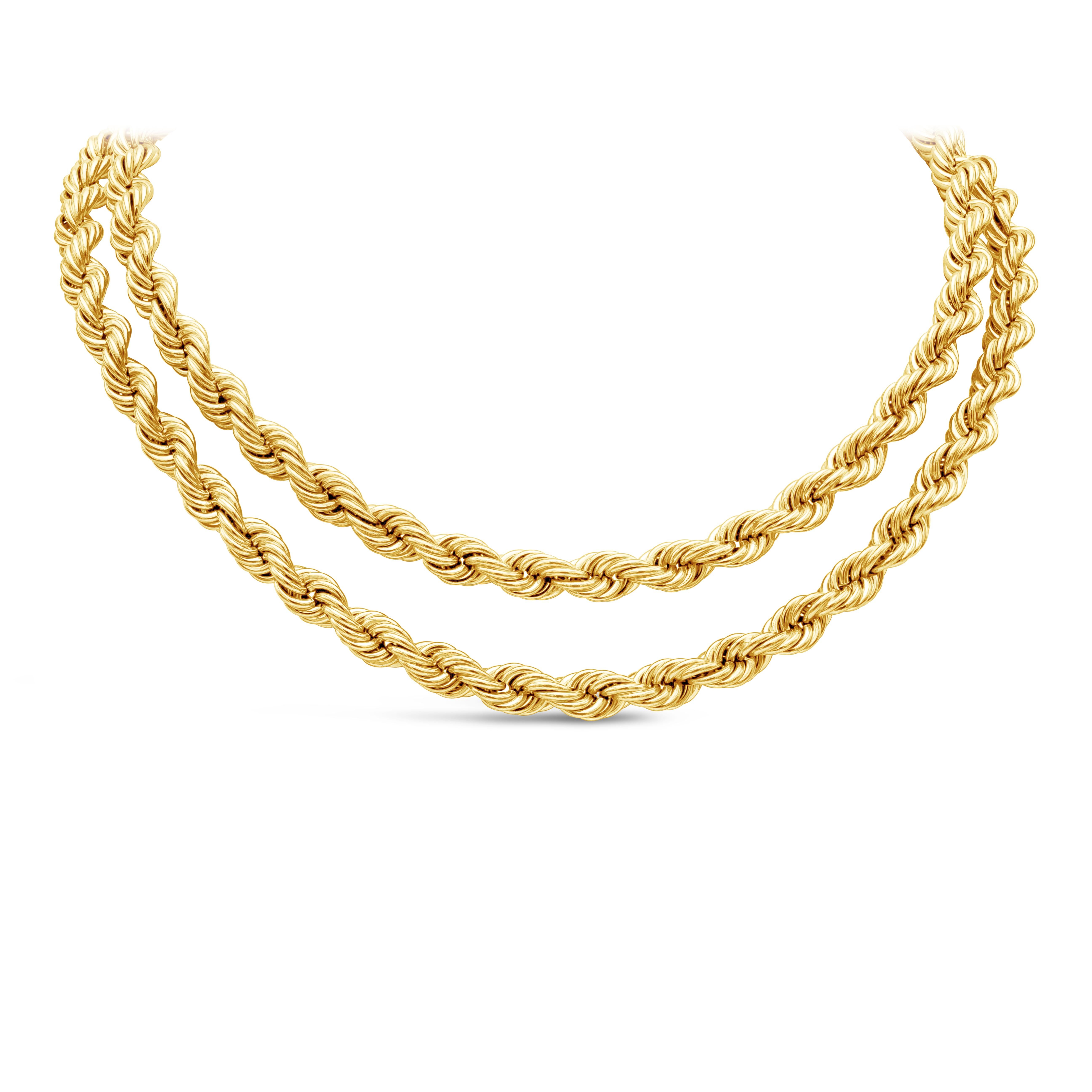 14K Gelbgold gedrehte Seilkette Halskette (Zeitgenössisch) im Angebot