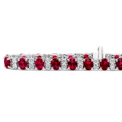Roman Malakov 12.65 Carat Oval Cut Ruby & Round Cut Diamond Tennis Bracelet