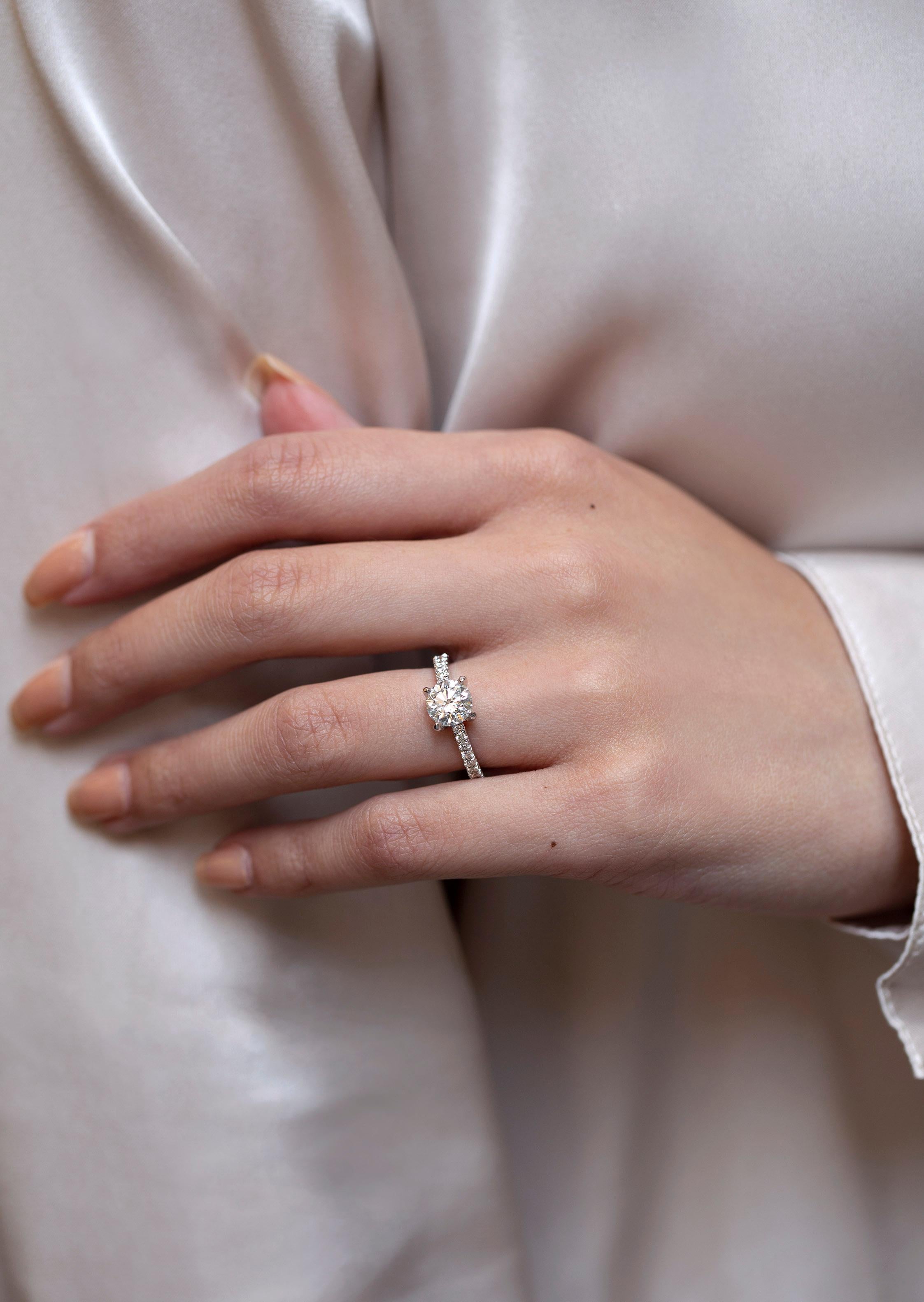 Contemporary Roman Malakov 1.50 Carats Round Brilliant Cut Diamond Pavé Engagement Ring