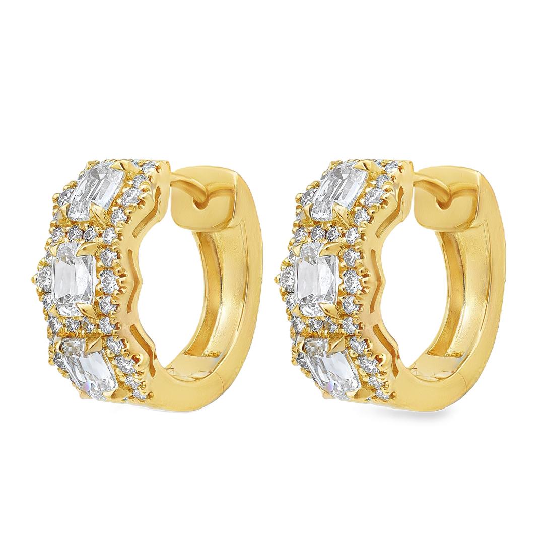 Contemporain Roman Malakov Diamonds Boucles d'oreilles en diamant taille coussin de 1,50 carats au total en vente
