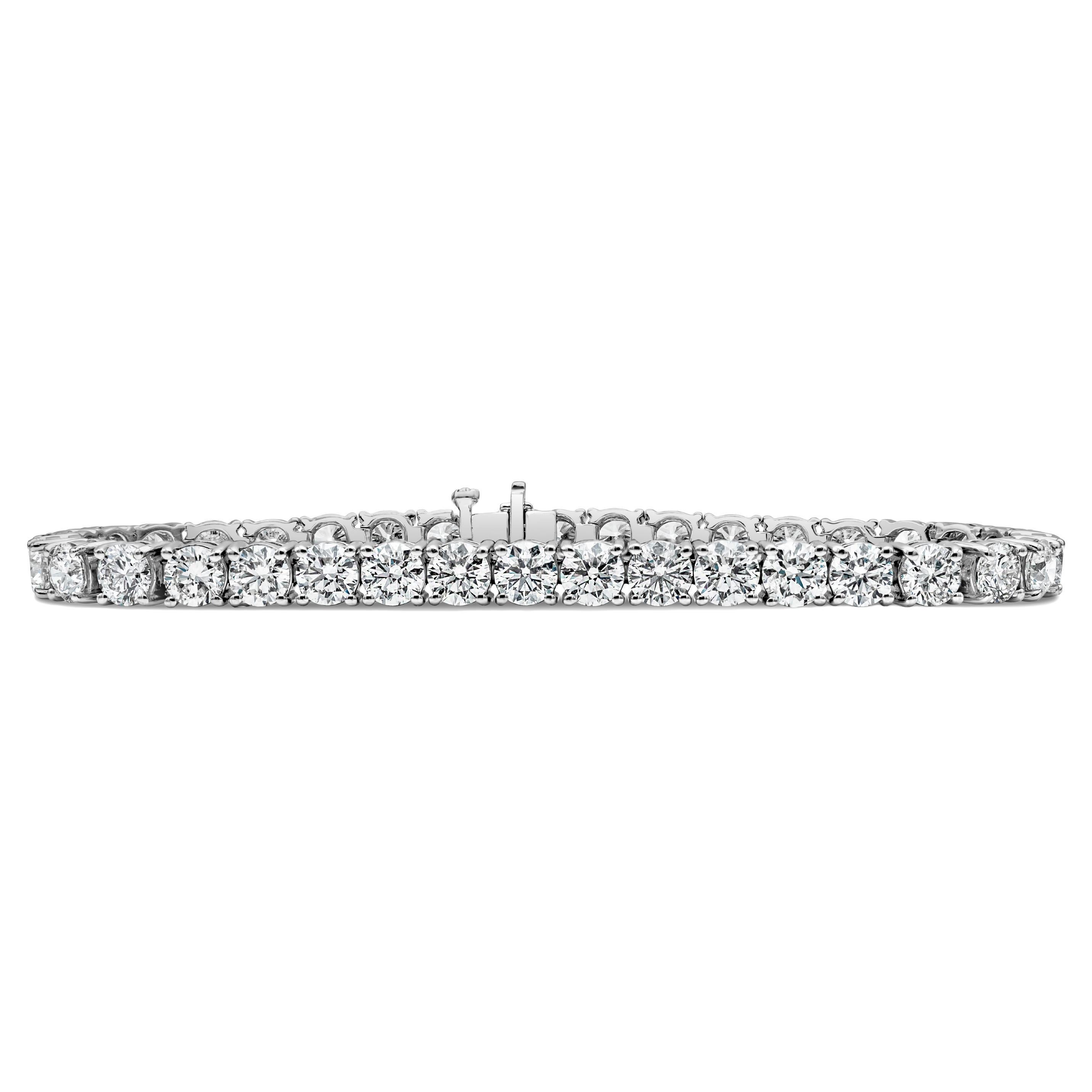 Roman Malakov, 15.12 Carat Round Diamond Tennis Bracelet in White Gold