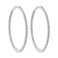 Used Roman Malakov 1.52 Carats Total Brilliant Round Shape Diamond Pave Hoop Earrings