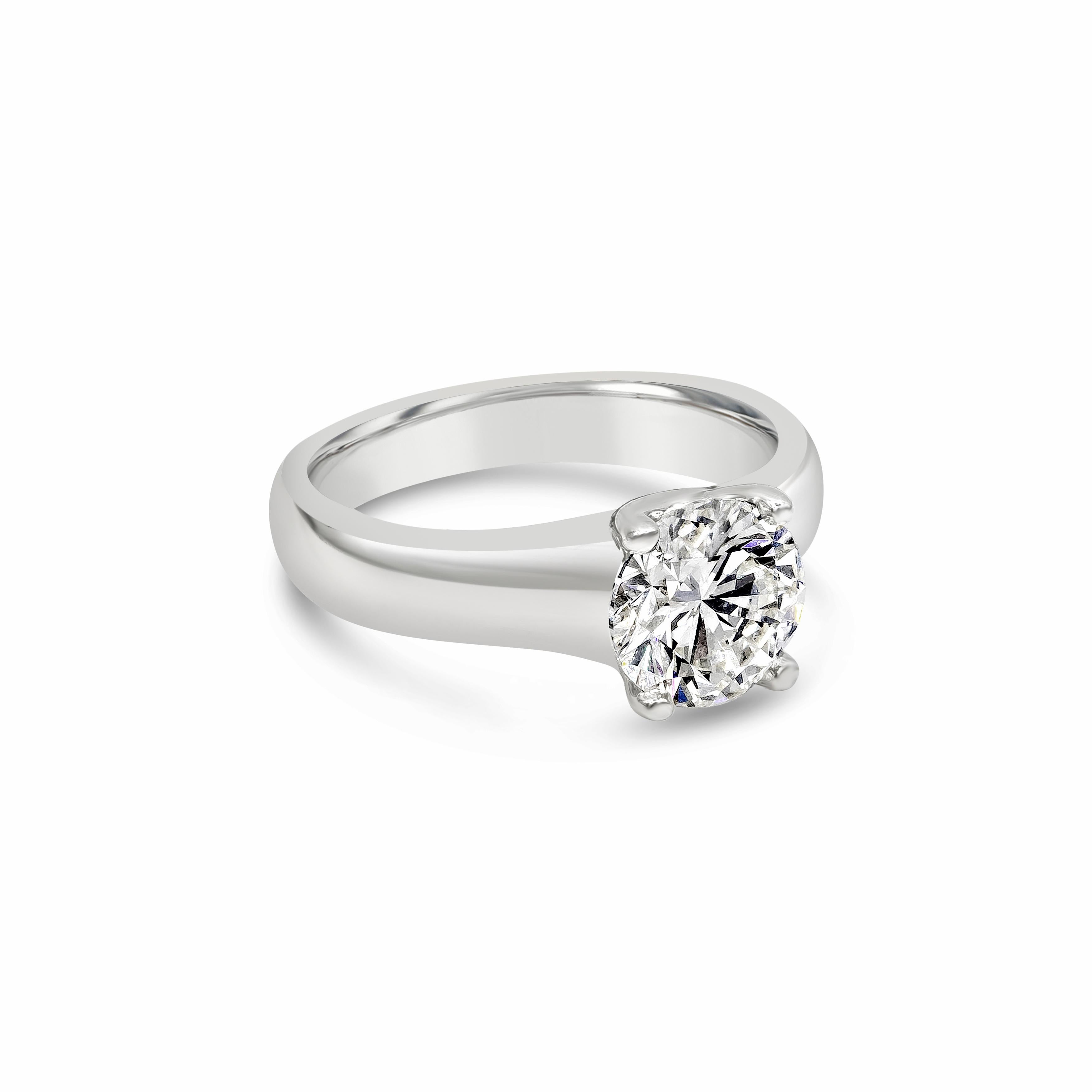 A timeless solitaire engagement ring style showcasing a 1.53 carat brilliant round diamond, Made with 18K White Gold. Size 5.25 US

Style available in different price ranges. Prices are based on diamond size, and specification. Please contact us for