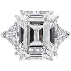 GIA Certified 15.34 Carats Emerald Cut Diamond Three-Stone Engagement Ring