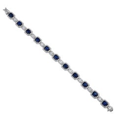 Roman Malakov Diamonds 15.35 Carats Total Saphir & Diamond Halo Alternating Bracelet