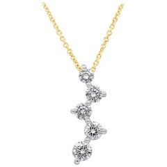 Roman Malakov Collar de Constelación de Cinco Piedras con Diamante Redondo Total de 1,54 Quilates