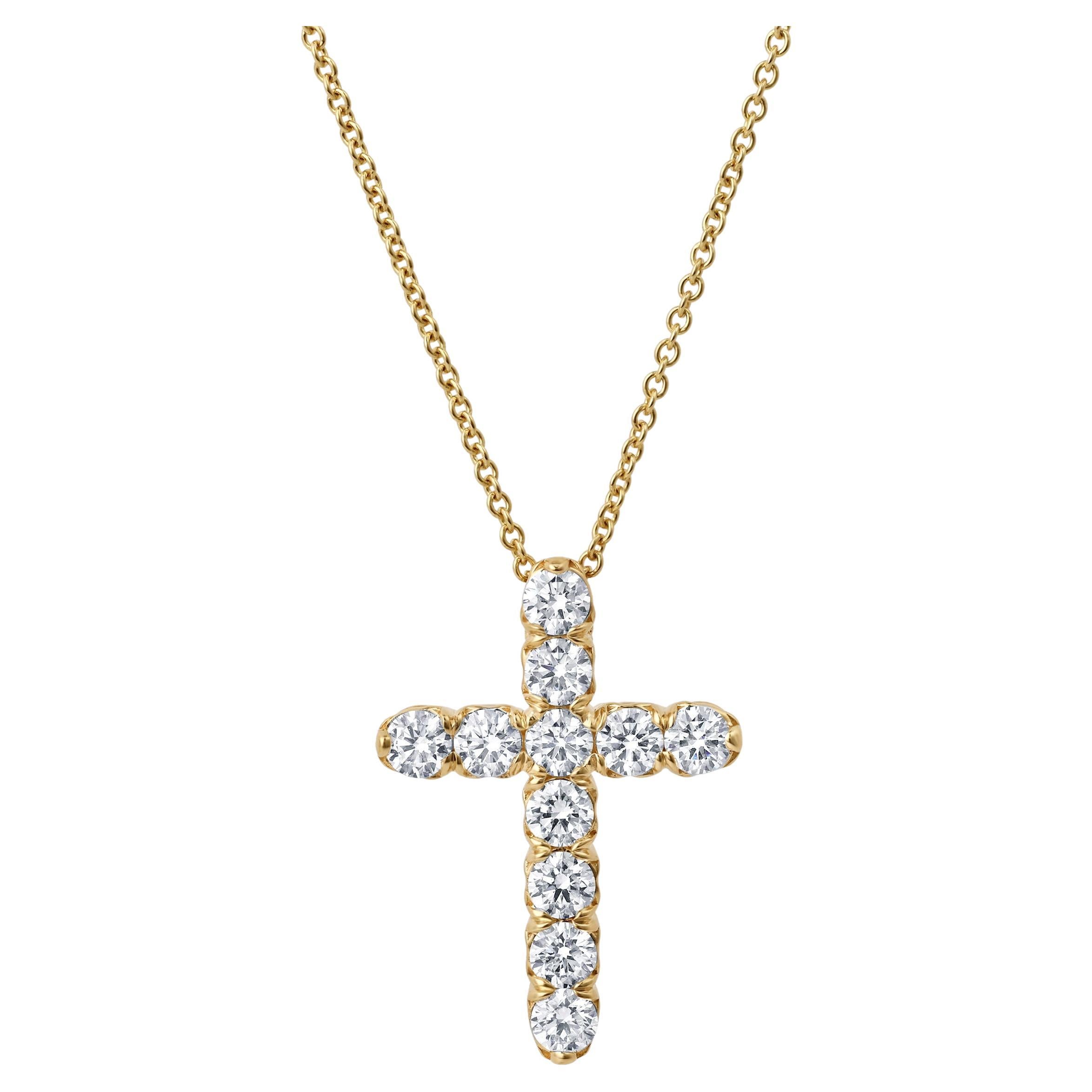 Roman Malakov Diamonds Diamonds 1.56 Carat Round Brilliant Cut Cross Pendant Necklace