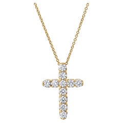 Roman Malakov Diamonds Diamonds 1.56 Carat Round Brilliant Cut Cross Pendant Necklace