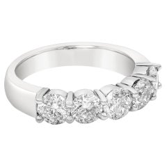 Roman Malakov 1.56 Carat Total Round Diamond Five Stone Wedding Band Ring