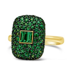 Roman Malakov 1,57 Karat Gesamt Mixed-Cut Grüner Tsavorit Mode-Ring