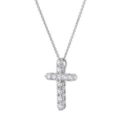 Roman Malakov 1.59 Carat Round Brilliant Cut Diamond Cross Pendant Necklace