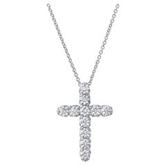 Roman Malakov Diamonds Diamonds 1.59 Carat Round Brilliant Cut Cross Pendant Necklace