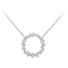 Roman Malakov, 1.60 Carat Fancy Shape Diamond Circle Pendant Necklace