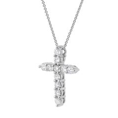 Roman Malakov 1.60 Carat Round Brilliant Cut Diamond Cross Pendant Necklace
