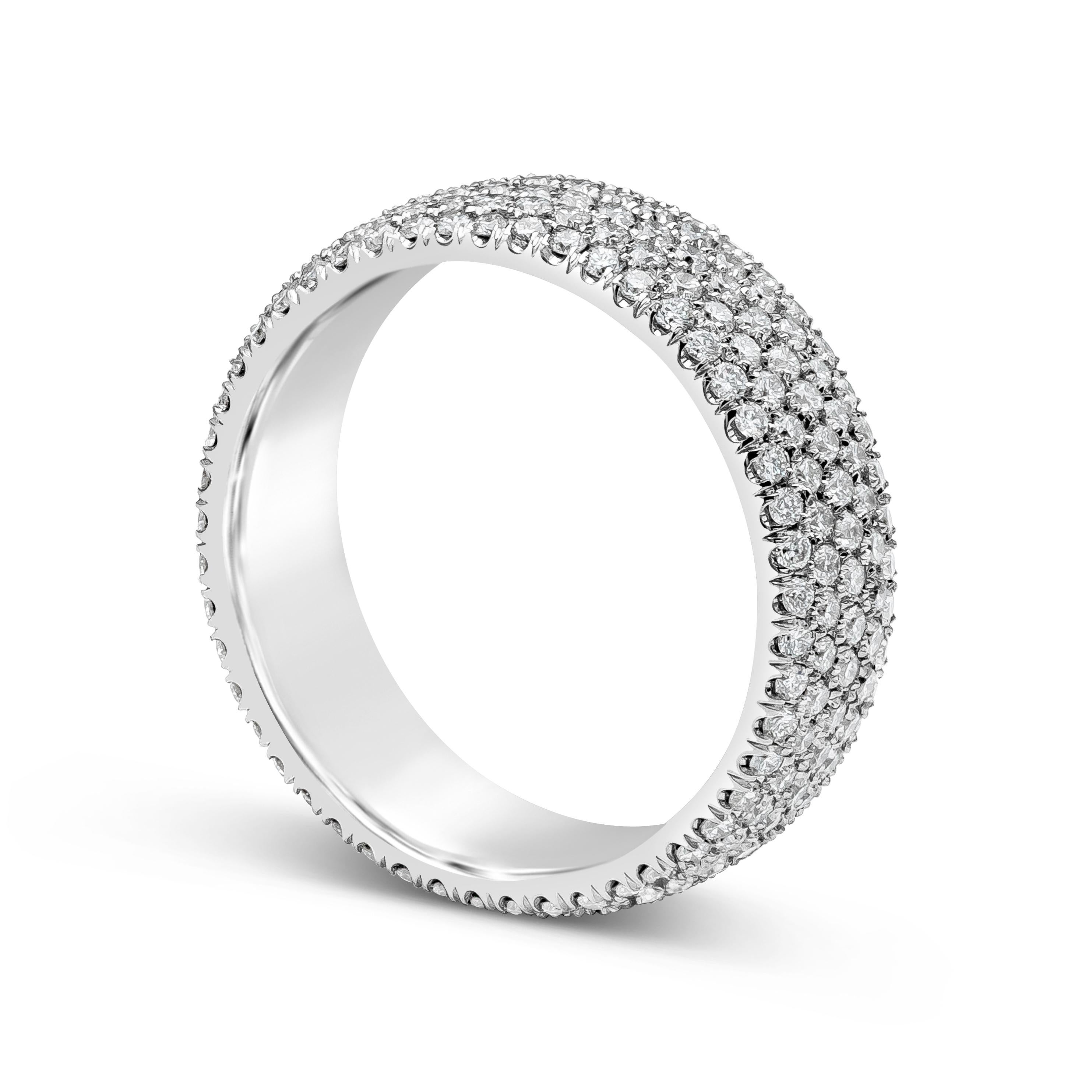 Round Cut Roman Malakov 1.60 Carat Total Five-Row Round Diamond Wedding Band Ring For Sale