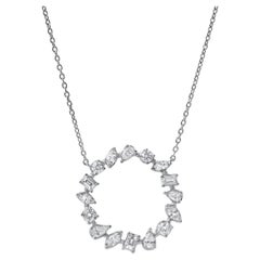 Roman Malakov 1.61 Carats Total Mixed-Cut Diamond Pendant Necklace in White Gold