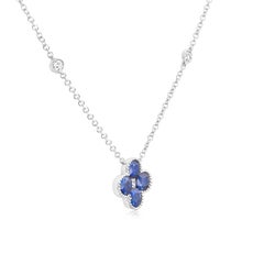Roman Malakov 1.63 Carats Total Sapphire & Diamonds By the Yard Pendant Necklace