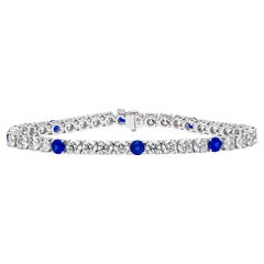 Roman Malakov 16.48 Carats Total Round Blue Sapphire & Diamond Tennis Bracelet