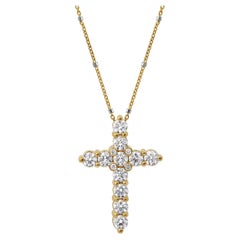 Roman Malakov Diamonds Diamonds 1.65 Carat Round Brilliant Cut Cross Pendant Necklace
