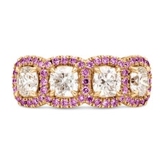 Roman Malakov 1.66 Carats Cushion Diamond & Pink Diamond Halo Wedding Band Ring