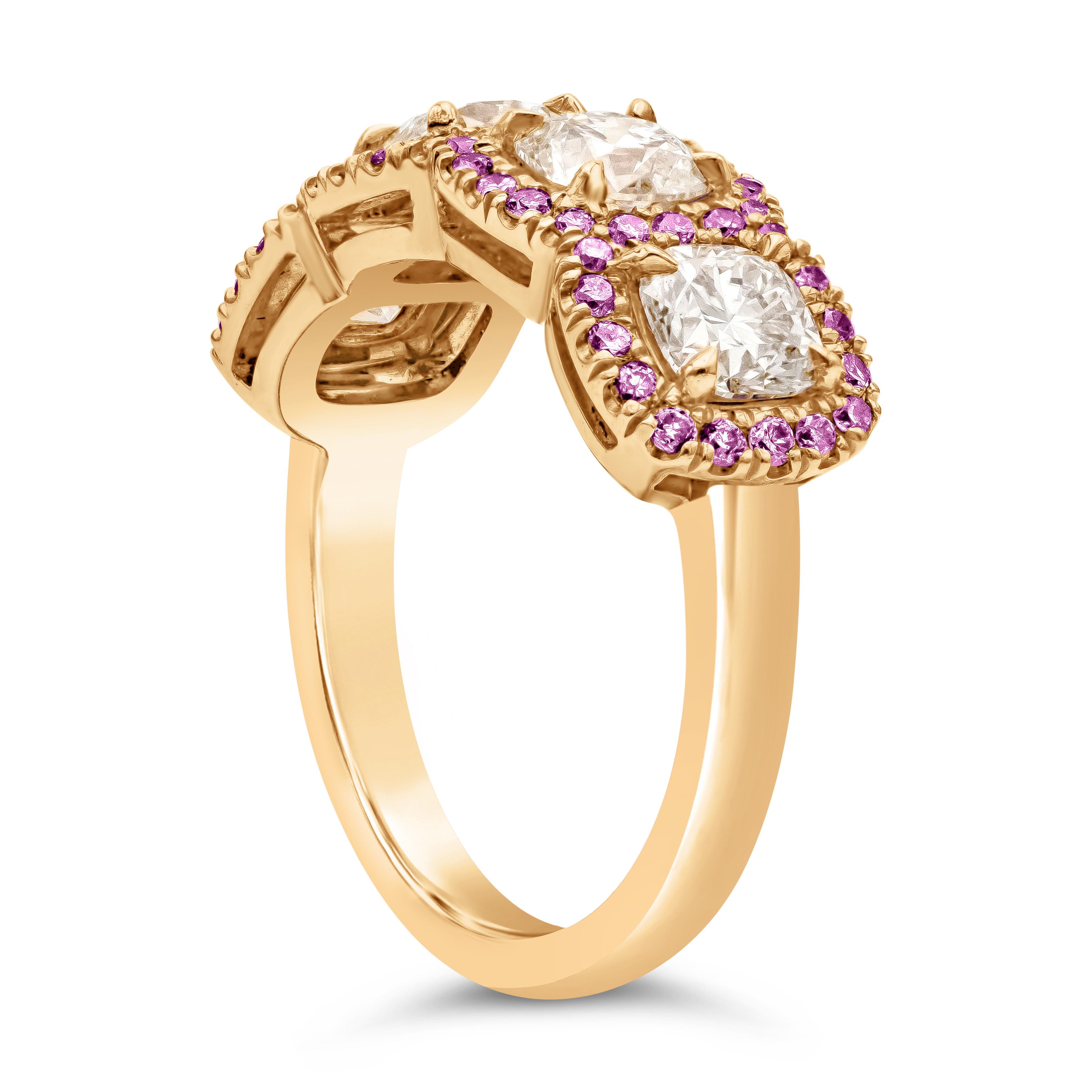 Women's Roman Malakov 1.66 Carats Brilliant Cushion Cut Diamond Halo Wedding Band Ring For Sale