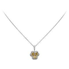 Roman Malakov Collar Colgante Trébol Diamante Amarillo Fantasía Total 1,66 Quilates