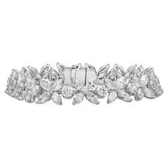 Roman Malakov 16.65 Carat Total Mixed Cut Cluster Diamond Floral Motif Bracelet